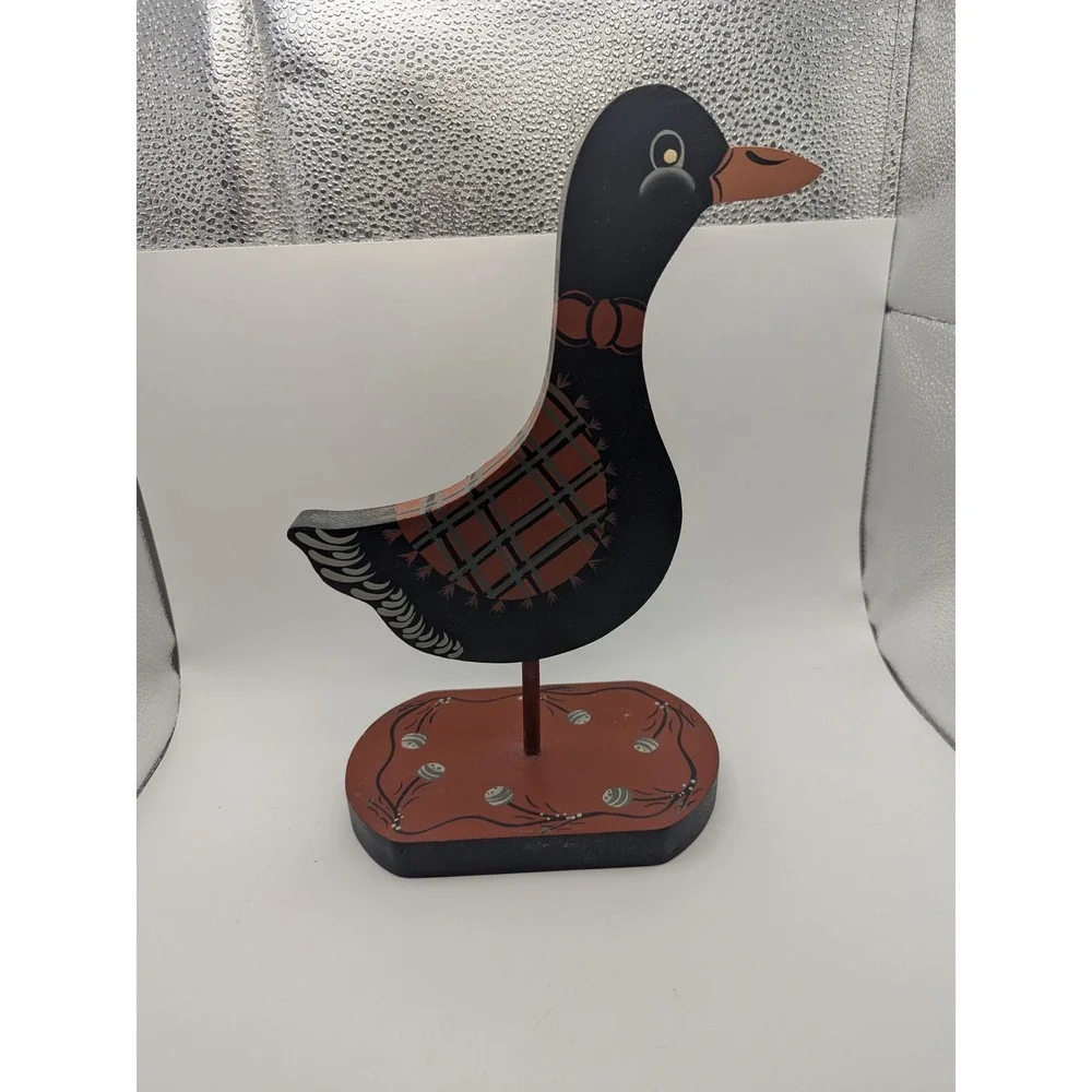 Vtg‎ Hand Painted Wooden Duck Figurine Country Farmhouse Decor Accent 11.5x7